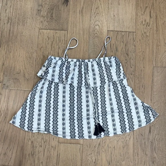 GAP Blue and White Women's Blouse With Tassels Size Medium - Picture 1 of 7